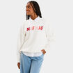 Sweat col rond logo oversize blanc femme
