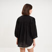 Blouse fluide oversize manches 3/4 coton noir femme