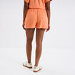 Short taille élastiquée gaze de coton orange corail femme