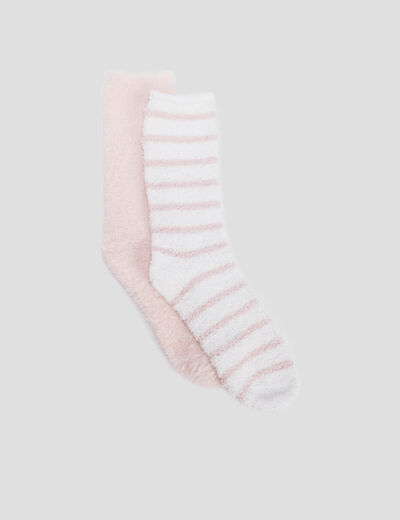 Lot de 2 chaussettes d'intérieur rose femme