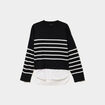 Pull effet 2-en-1 noir femme