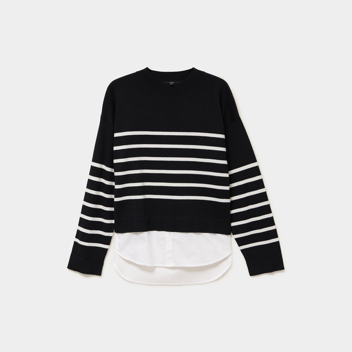 Pull effet 2-en-1 noir femme