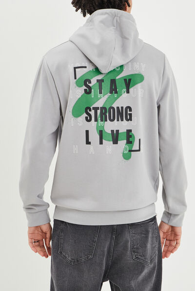 Sweat à capuche hoodie Liberto gris clair homme
