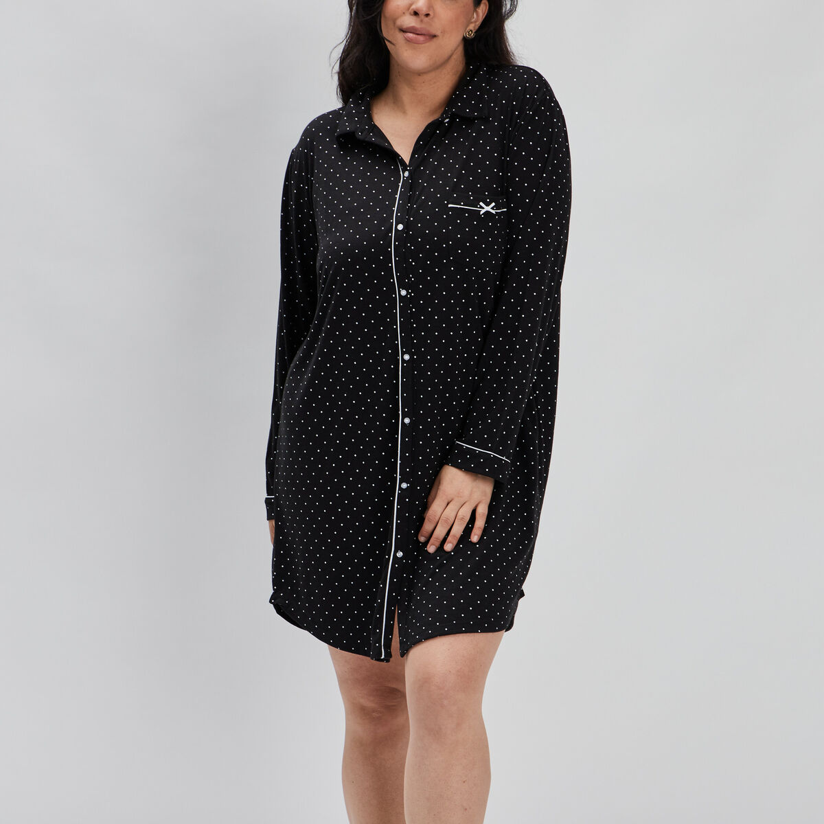 Chemise de nuit liquette noir femme grande taille