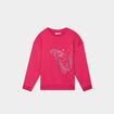 Sweat col rond manches longues rose framboise fille