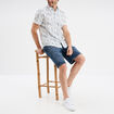 Chemise droite manches courtes coton ecru homme