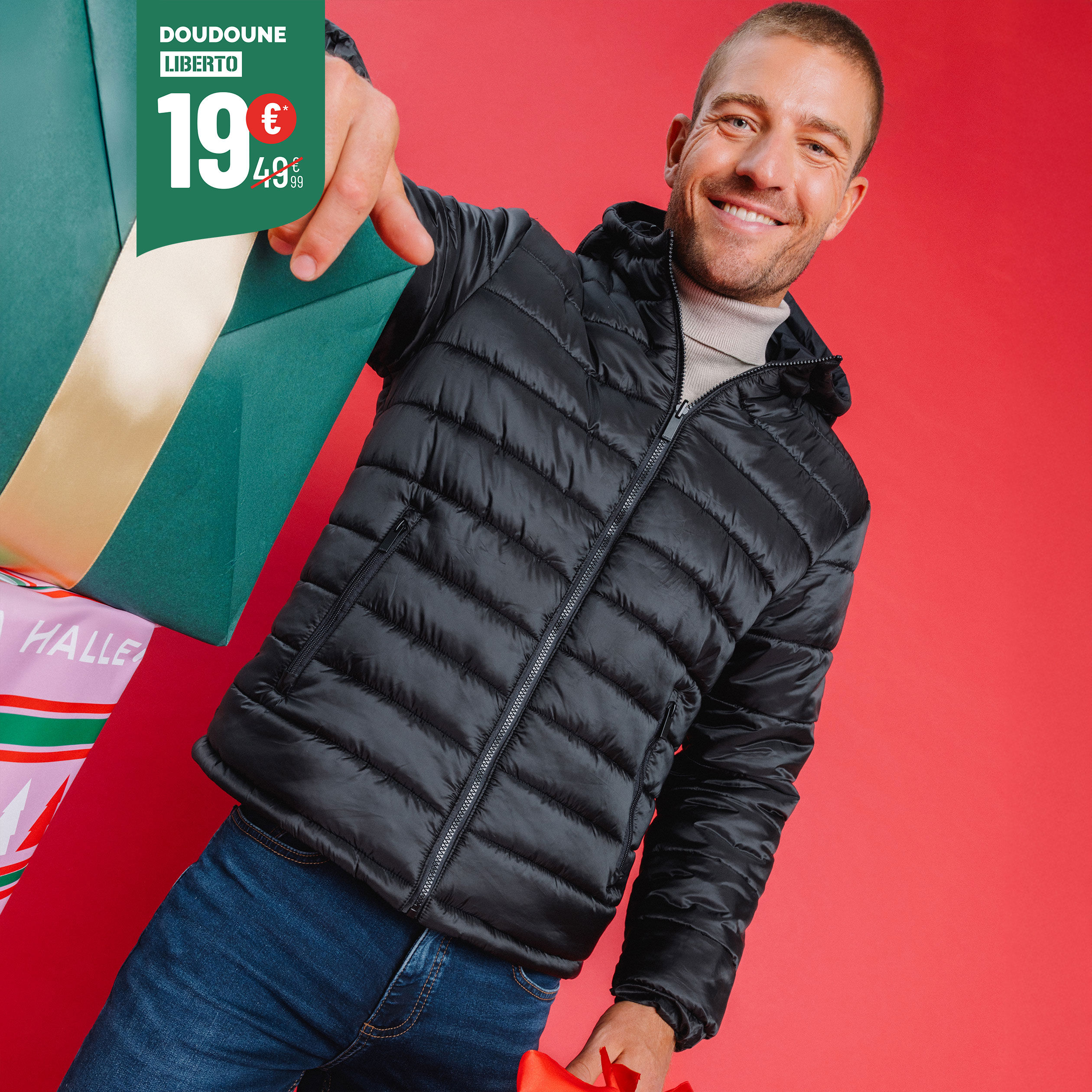 Doudoune zippée réversible à capuche noir homme LIBERTO