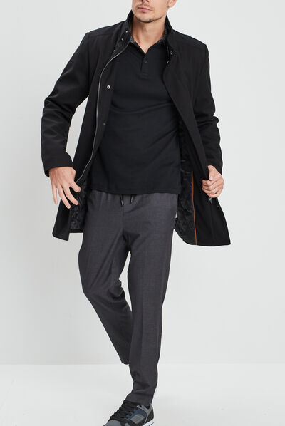 Manteau droit long noir homme