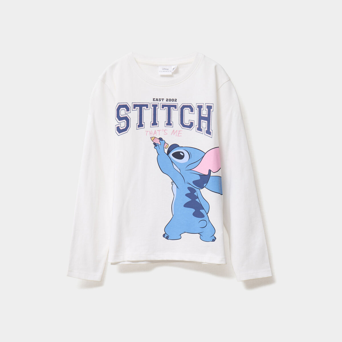 T-shirt manches longues coton Stitch ivoire fille
