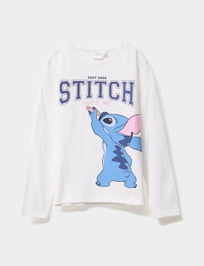 T-shirt manches longues coton Stitch ivoire fille