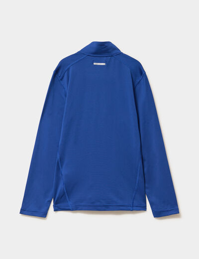 T-shirt sport col camionneur zipp&eacute; bleu electrique gar&ccedil;on