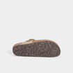Mules plates perforées en cuir vert kaki femme