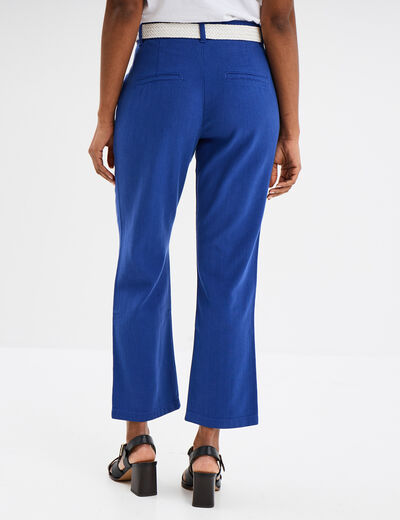 Pantalon regular fluide ceinture bleu roi femme