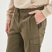 Pantalon cargo taille &eacute;lastiqu&eacute;e vert kaki homme