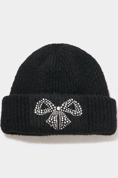 Bonnet &agrave; d&eacute;tails bijoux noir fille