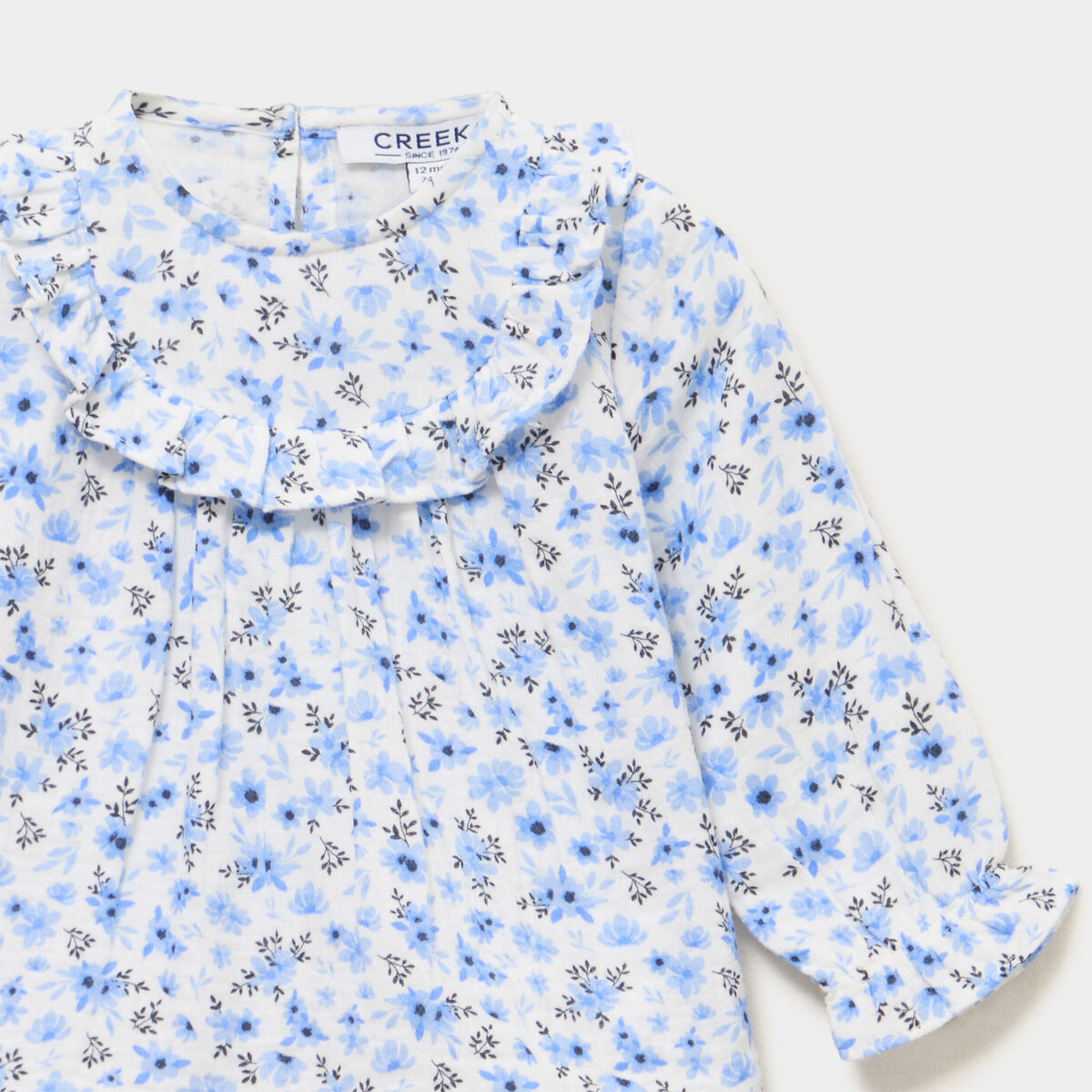 Blouse avec volants en gaze de coton ecru b&eacute;b&eacute; fille