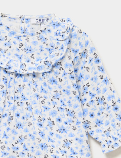 Blouse avec volants en gaze de coton ecru b&eacute;b&eacute; fille
