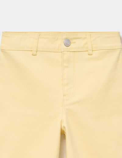 Pantalon large coton stretch jaune pastel fille