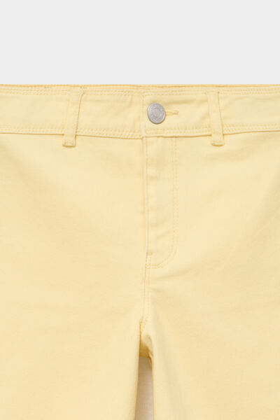 Pantalon large coton stretch jaune pastel fille