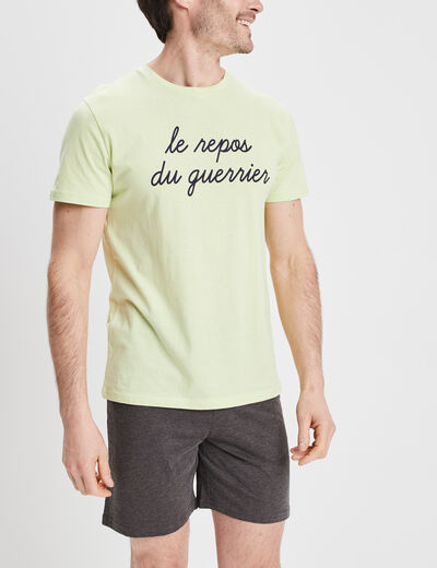 Ensemble pyjama 2 pièces vert anis homme