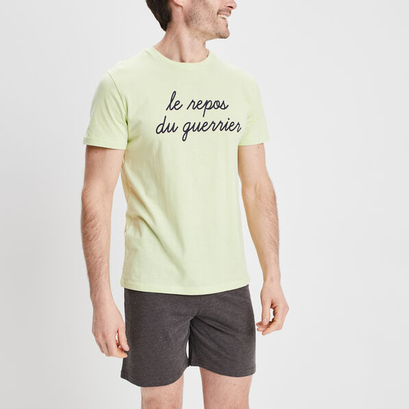 Ensemble pyjama 2 pièces vert anis homme