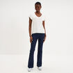 T-shirt droit manches courtes &agrave; volants blanc femme