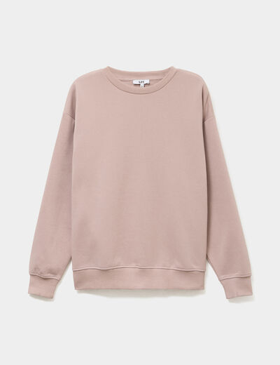 Sweat col rond manches longues marron clair femme