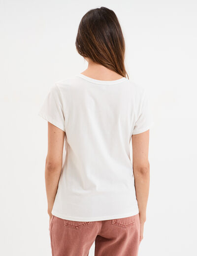 T-shirt ajusté col rond coton Creeks blanc femme
