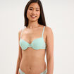 Soutien-gorge corbeille padd&eacute; dentelle vert turquoise femme