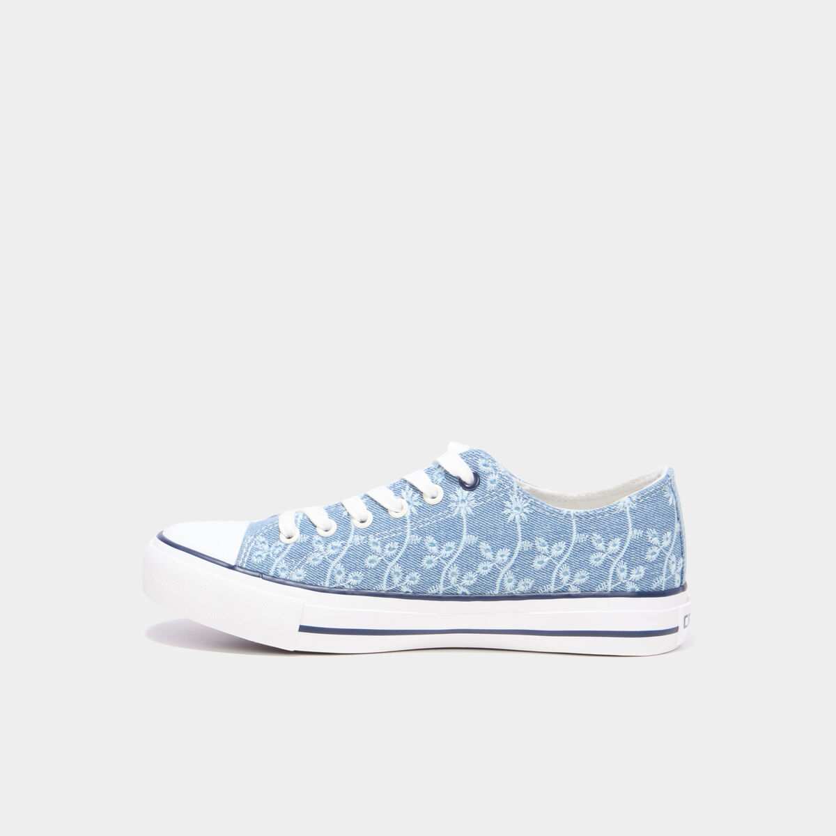 Tennis basses en toile &agrave; lacets bleu marine femme