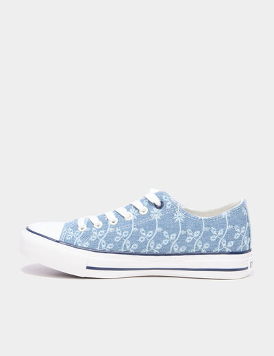 Tennis basses en toile &agrave; lacets bleu marine femme