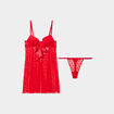 Ensemble nuisette et string plumetis rouge femme