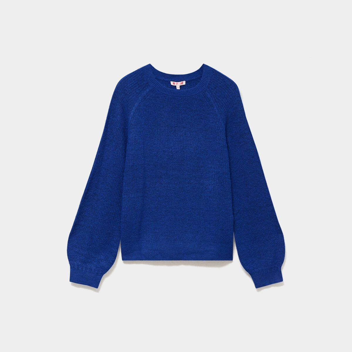 Pull col rond manches longues bleu roi femme