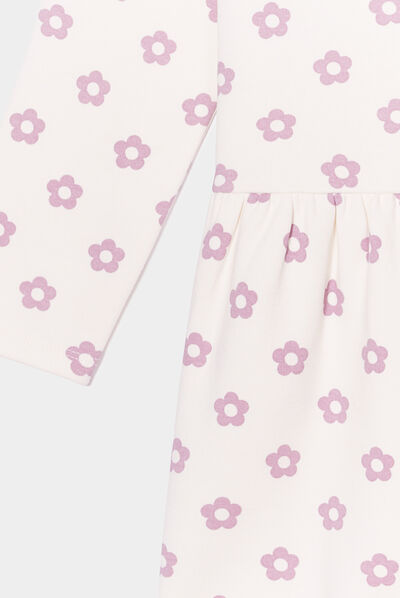 Robe molleton volantée manches longues beige fille
