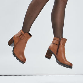 Bottines à talons en cuir marron femme