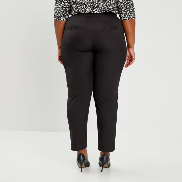 Pantalon droit taille haute noir femme grande taille