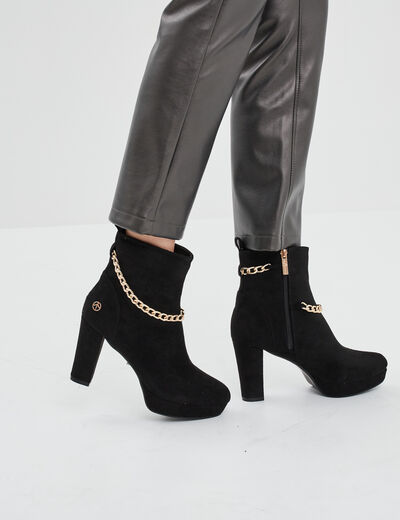 Bottines à talon avec chaînes Mosquitos noir femme