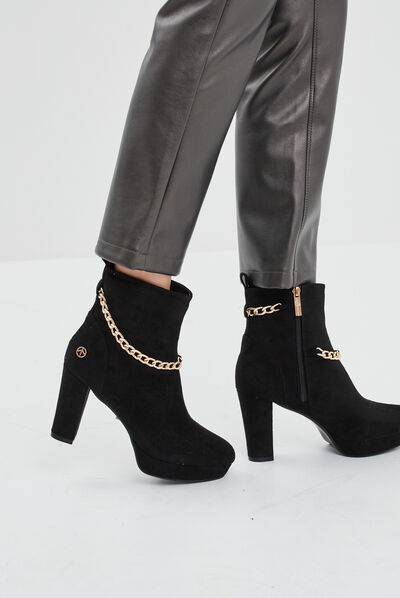 Bottines à talon avec chaînes Mosquitos noir femme