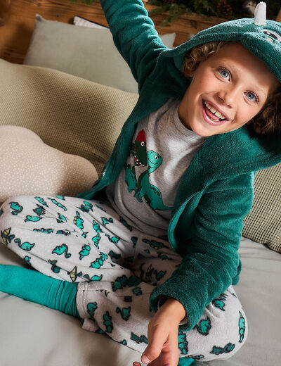 Ensemble pyjama 3 pièces et peluche vert garçon