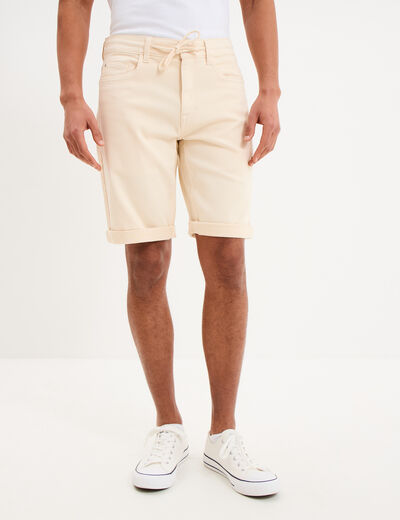 Bermuda en jean straight 5 poches ecru homme