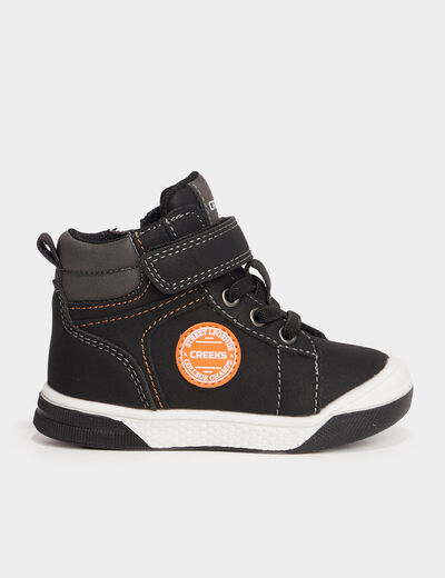 Baskets montantes zippées à scratchs noir bébé garçon
