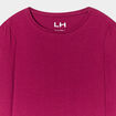 T-shirt coton manches longues à fronces violet foncé fille