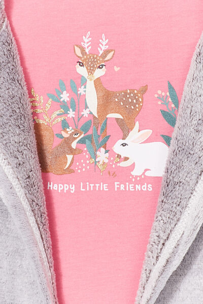 Ensemble pyjama velours 3 pièces rose fille
