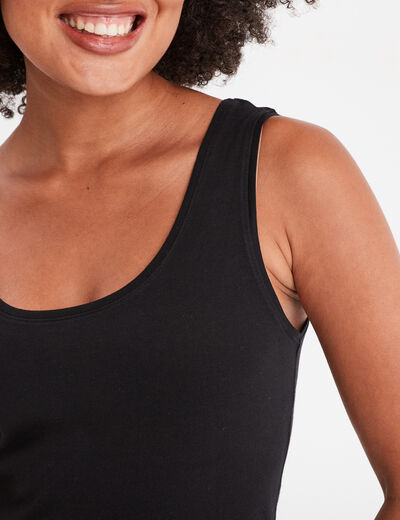 Débardeur bretelles larges coton noir femme