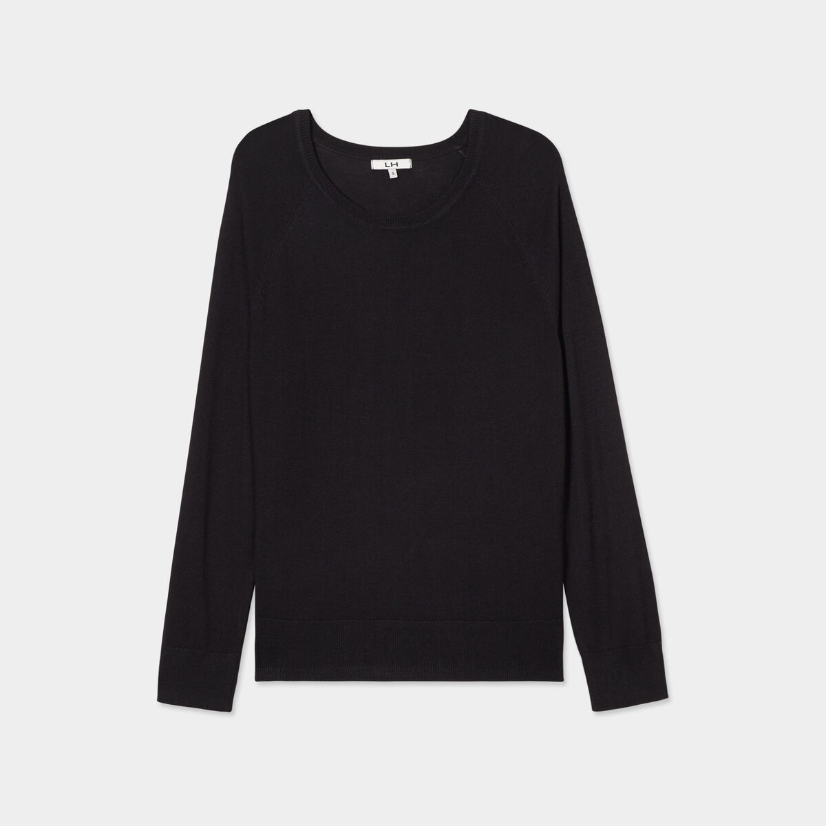 Pull col rond manches longues noir femme
