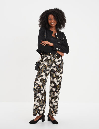 Pantalon large fluide noir femme