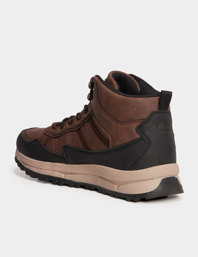Baskets montantes à lacets marron cognac homme