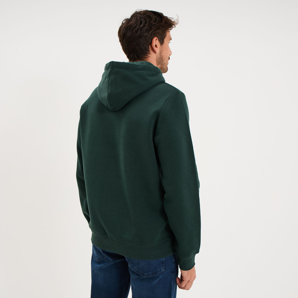 Sweat hoodie 1 poche manches longues vert homme