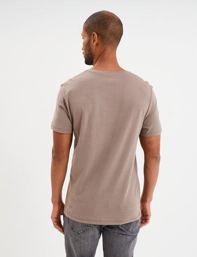T-shirt manches courtes col tunisien gris homme