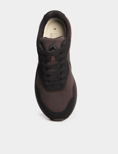 Baskets running de sport &agrave; lacets marron homme